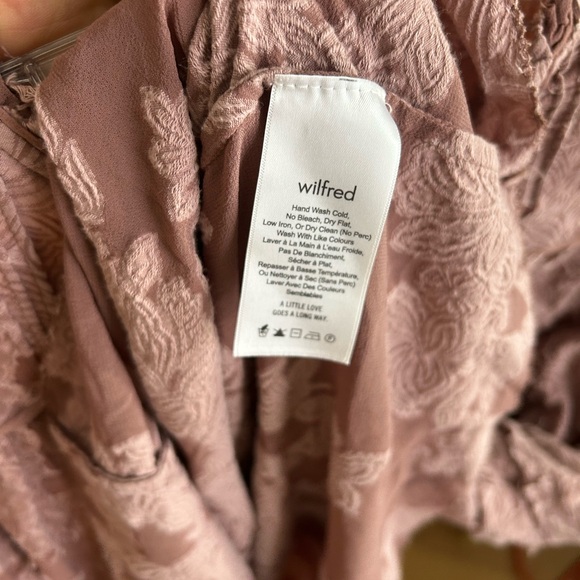 Wilfred Aritzia Womens Textured Floral Overlay Long Sleeve Dress Size Large Pink - Picture 14 of 16